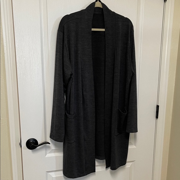 Women's Cold Weather Kinsley Heathered Dark Gray Open Front Sweater